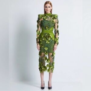 Zhivago Battle Lines Floral-Embellished Vendetta Dress size 6